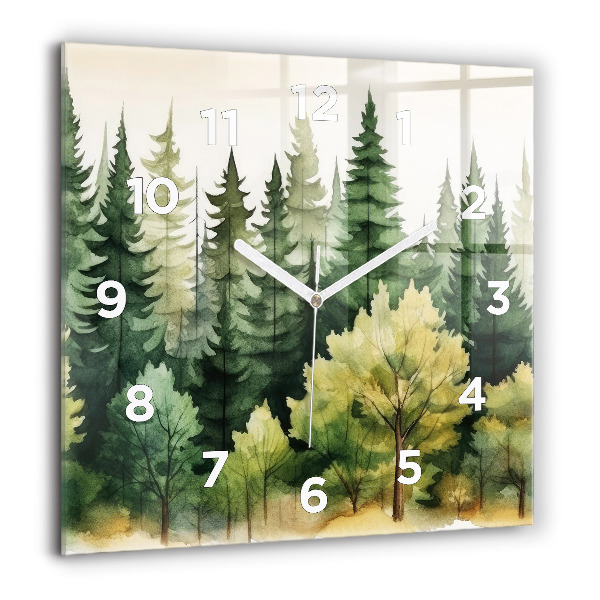 Square wall clock Landscape forest