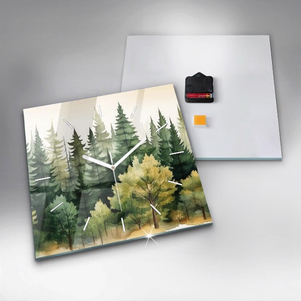 Square wall clock Landscape forest