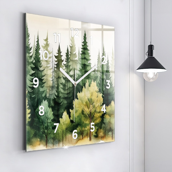 Square wall clock Landscape forest