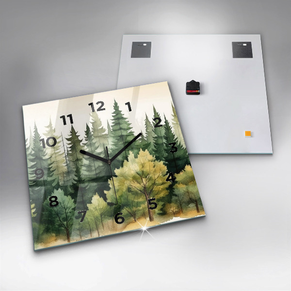 Square wall clock Landscape forest