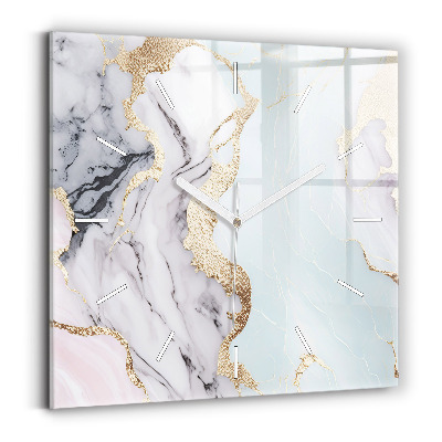 Square wall clock Pastel marble