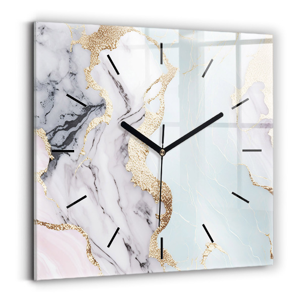 Square wall clock Pastel marble