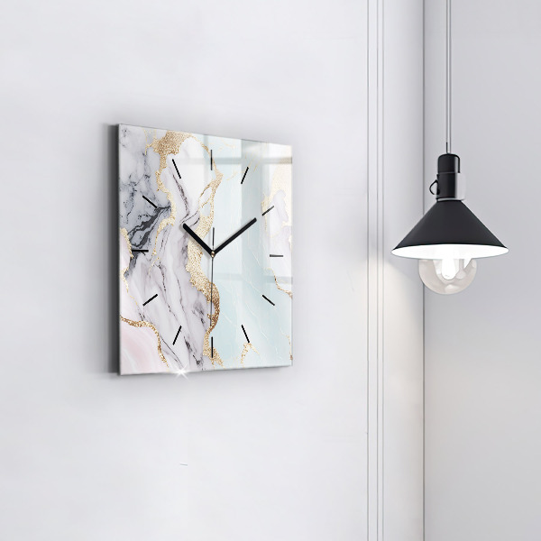 Square wall clock Pastel marble