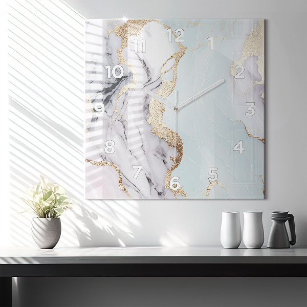 Square wall clock Pastel marble