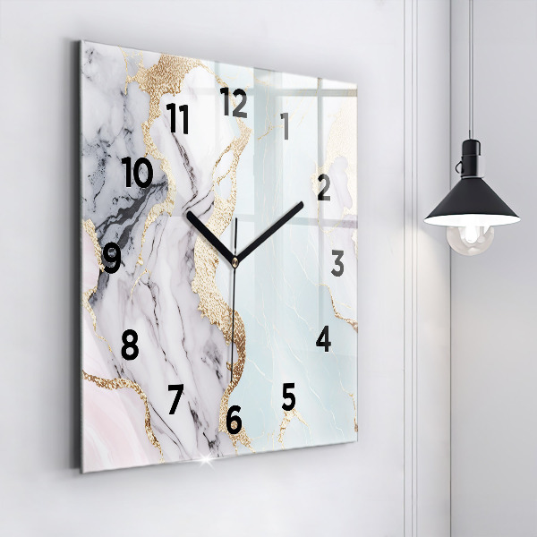 Square wall clock Pastel marble