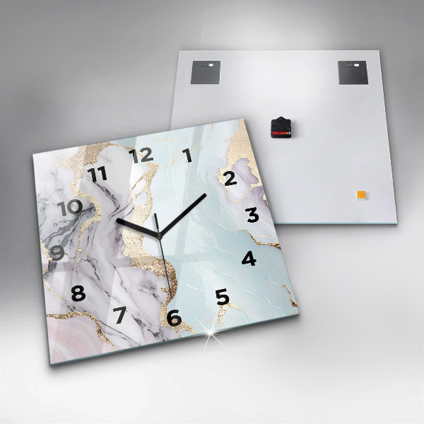 Square wall clock Pastel marble