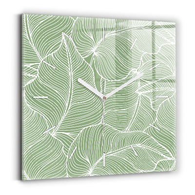 Square wall clock Leaves nature pattern