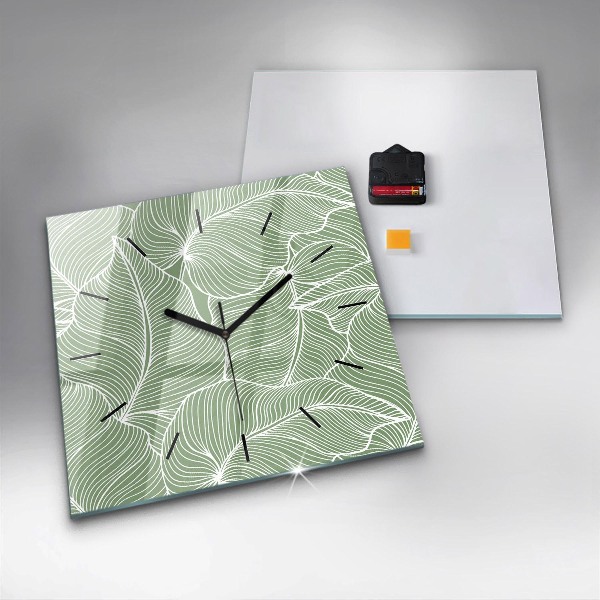 Square wall clock Leaves nature pattern