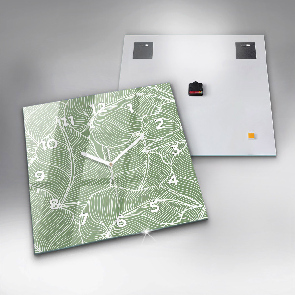 Square wall clock Leaves nature pattern
