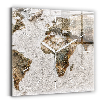 Square wall clock Old world map