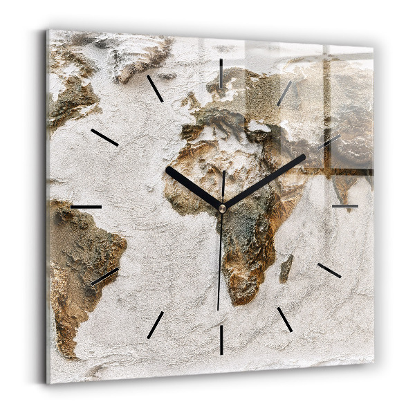 Square wall clock Old world map