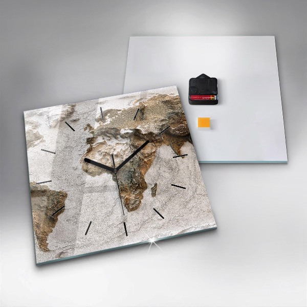 Square wall clock Old world map