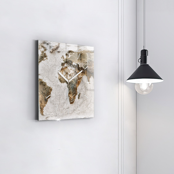 Square wall clock Old world map
