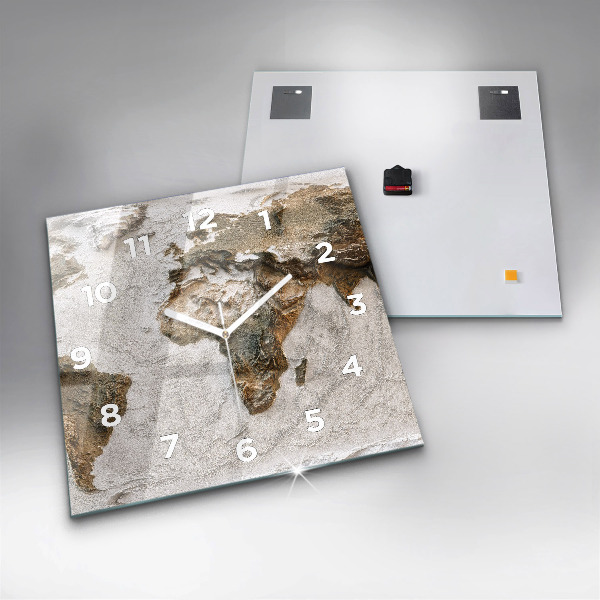 Square wall clock Old world map