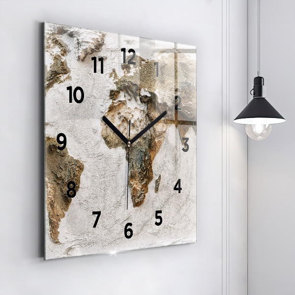 Square wall clock Old world map
