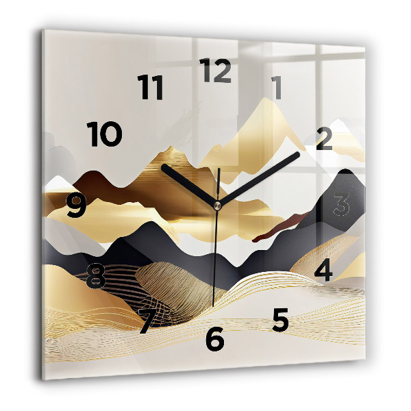 Square wall clock Abstract golden mountains