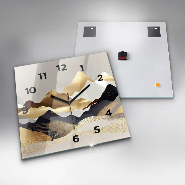 Square wall clock Abstract golden mountains