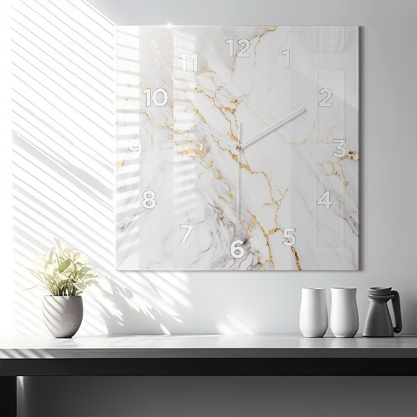 Square wall clock Decorative marble