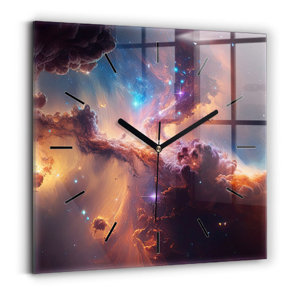Square wall clock The cosmic world of stars