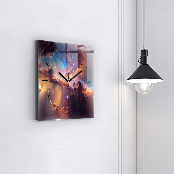 Square wall clock The cosmic world of stars
