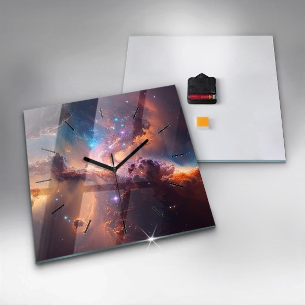 Square wall clock The cosmic world of stars