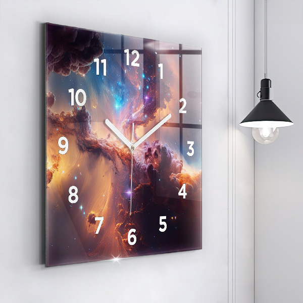 Square wall clock The cosmic world of stars