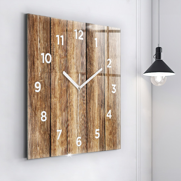 Square wall clock Wooden boards