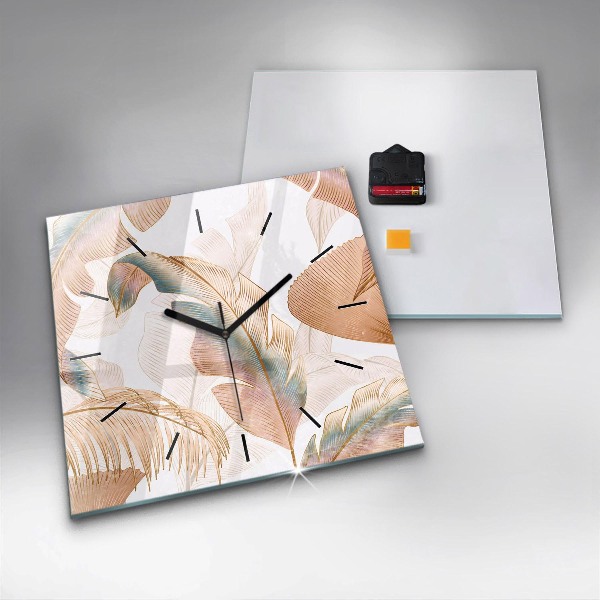 Square wall clock Nature leaf pattern