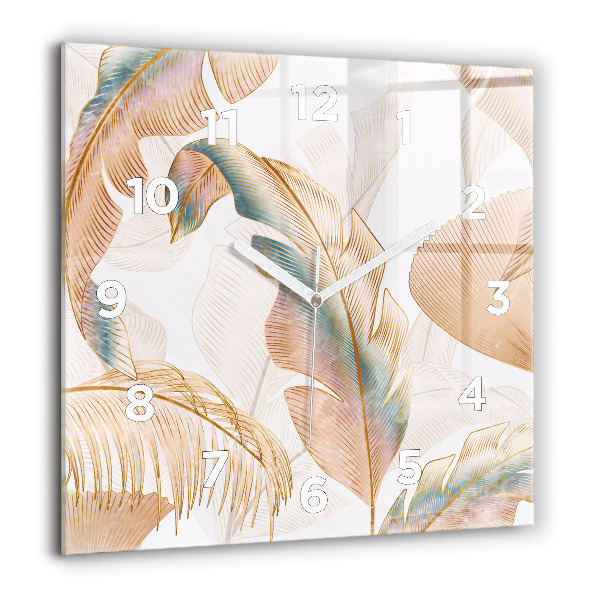 Square wall clock Nature leaf pattern