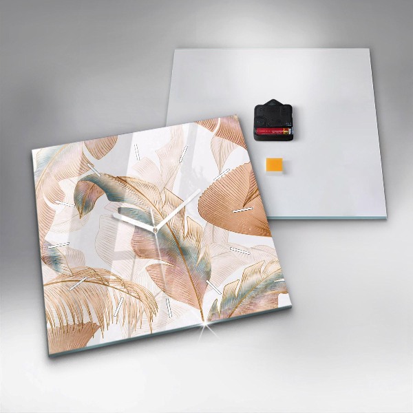 Square wall clock Nature leaf pattern