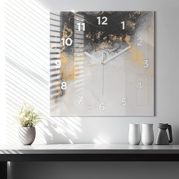 Square wall clock Artistic marble