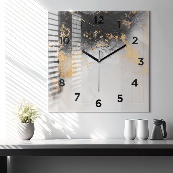 Square wall clock Artistic marble