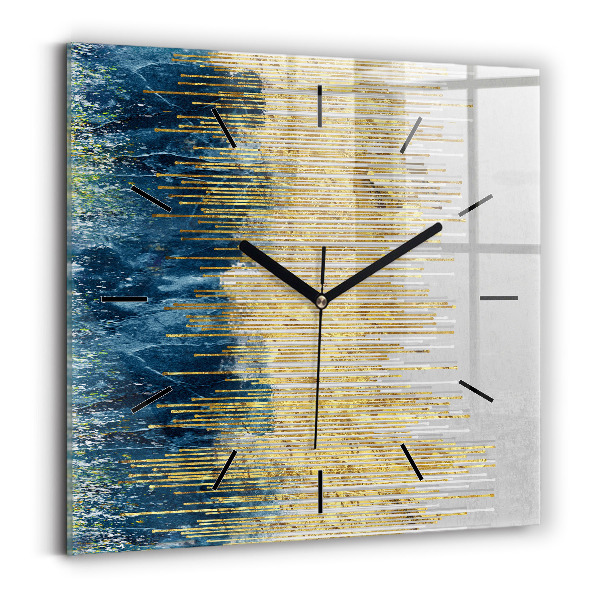 Square wall clock Decorative pattern and gold