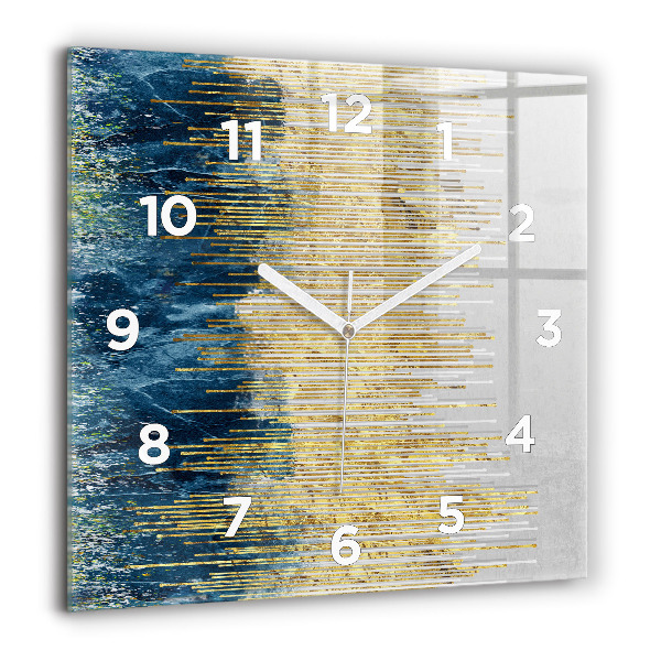 Square wall clock Decorative pattern and gold