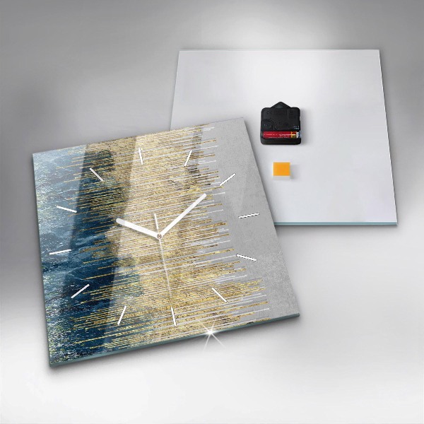 Square wall clock Decorative pattern and gold