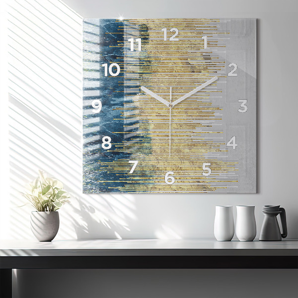 Square wall clock Decorative pattern and gold