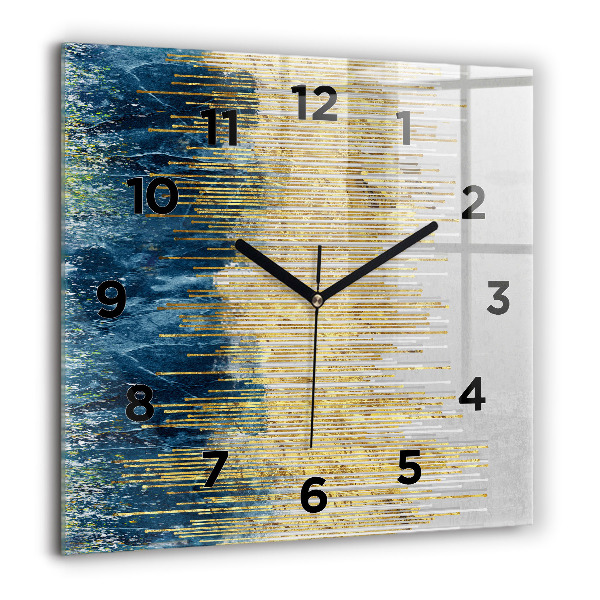 Square wall clock Decorative pattern and gold