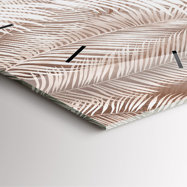 Square wall clock Tropical boho leaves