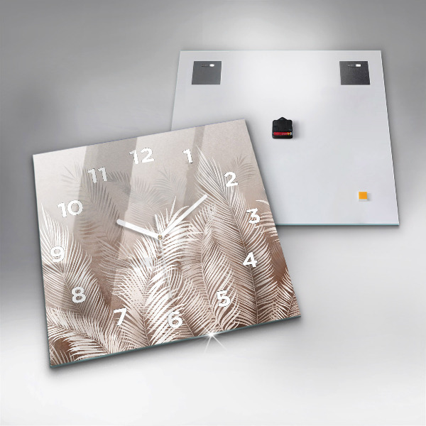 Square wall clock Tropical boho leaves
