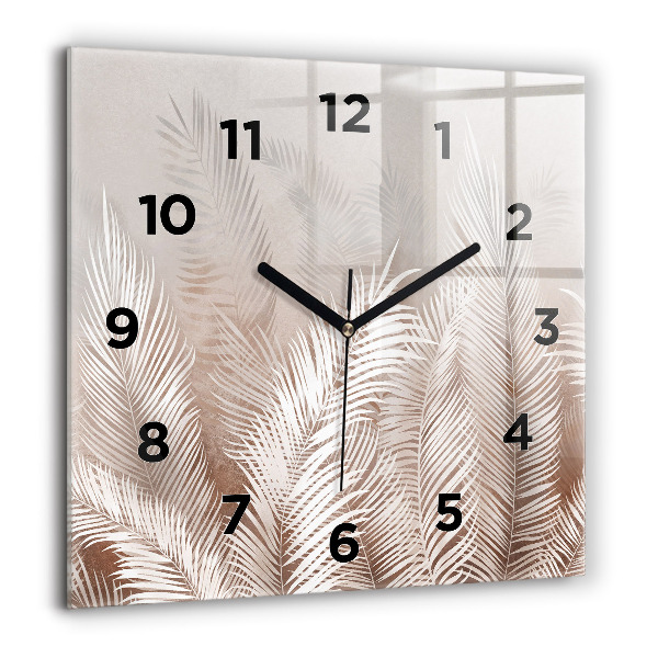 Square wall clock Tropical boho leaves