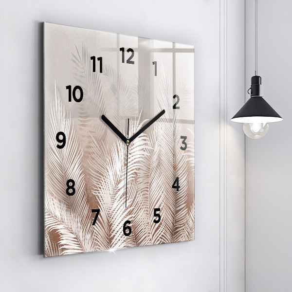 Square wall clock Tropical boho leaves