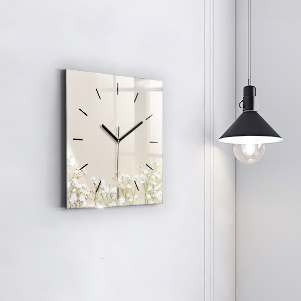 Square wall clock Blooming gypsophila flowers
