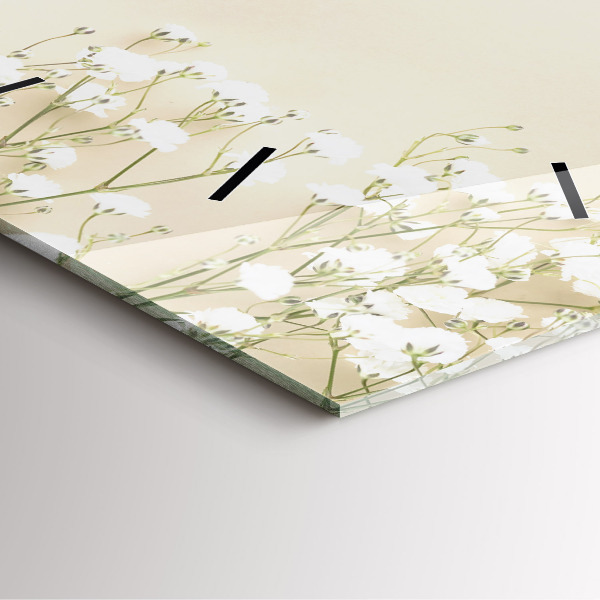 Square wall clock Blooming gypsophila flowers