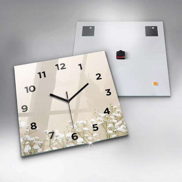 Square wall clock Blooming gypsophila flowers