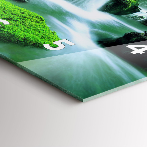 Square wall clock Waterfall among the moss