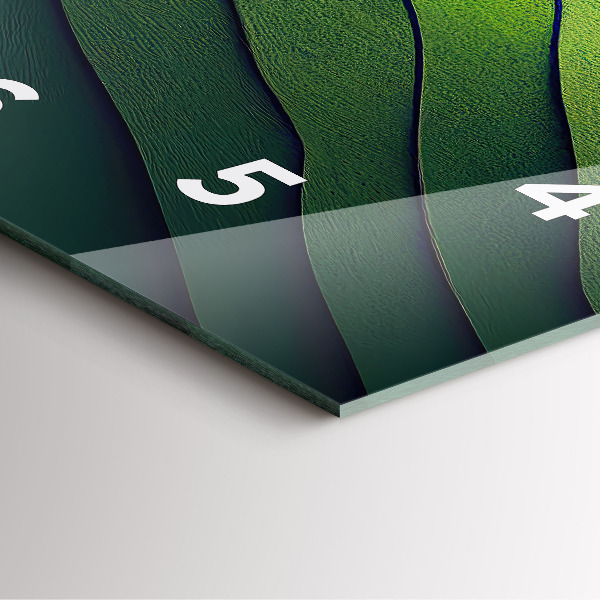 Square wall clock Green fields abstract