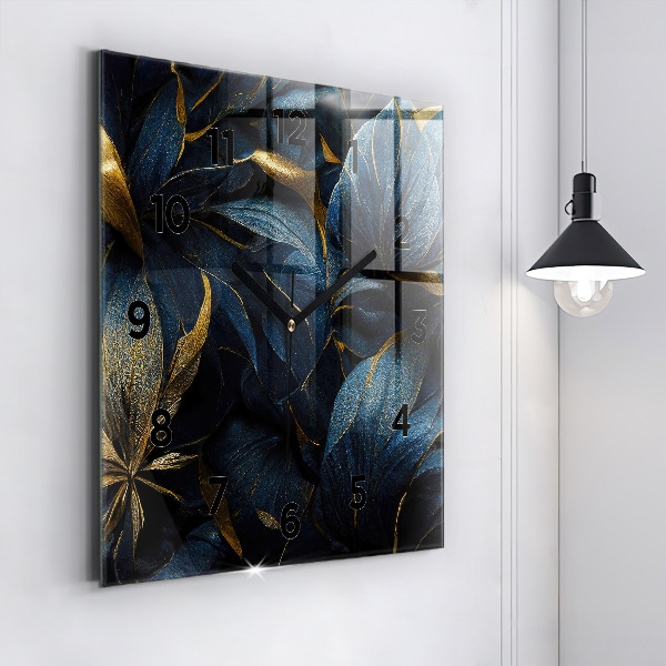 Square wall clock Decorative flowers