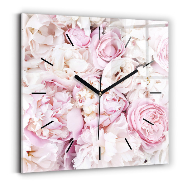 Square wall clock Decorative flowers