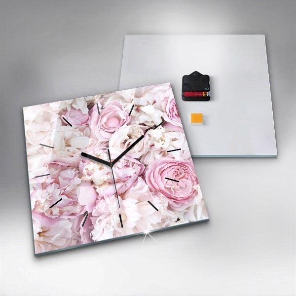 Square wall clock Decorative flowers