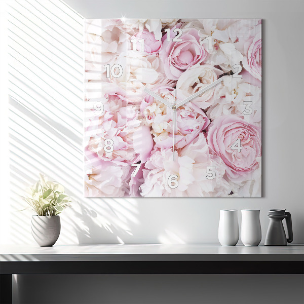Square wall clock Decorative flowers